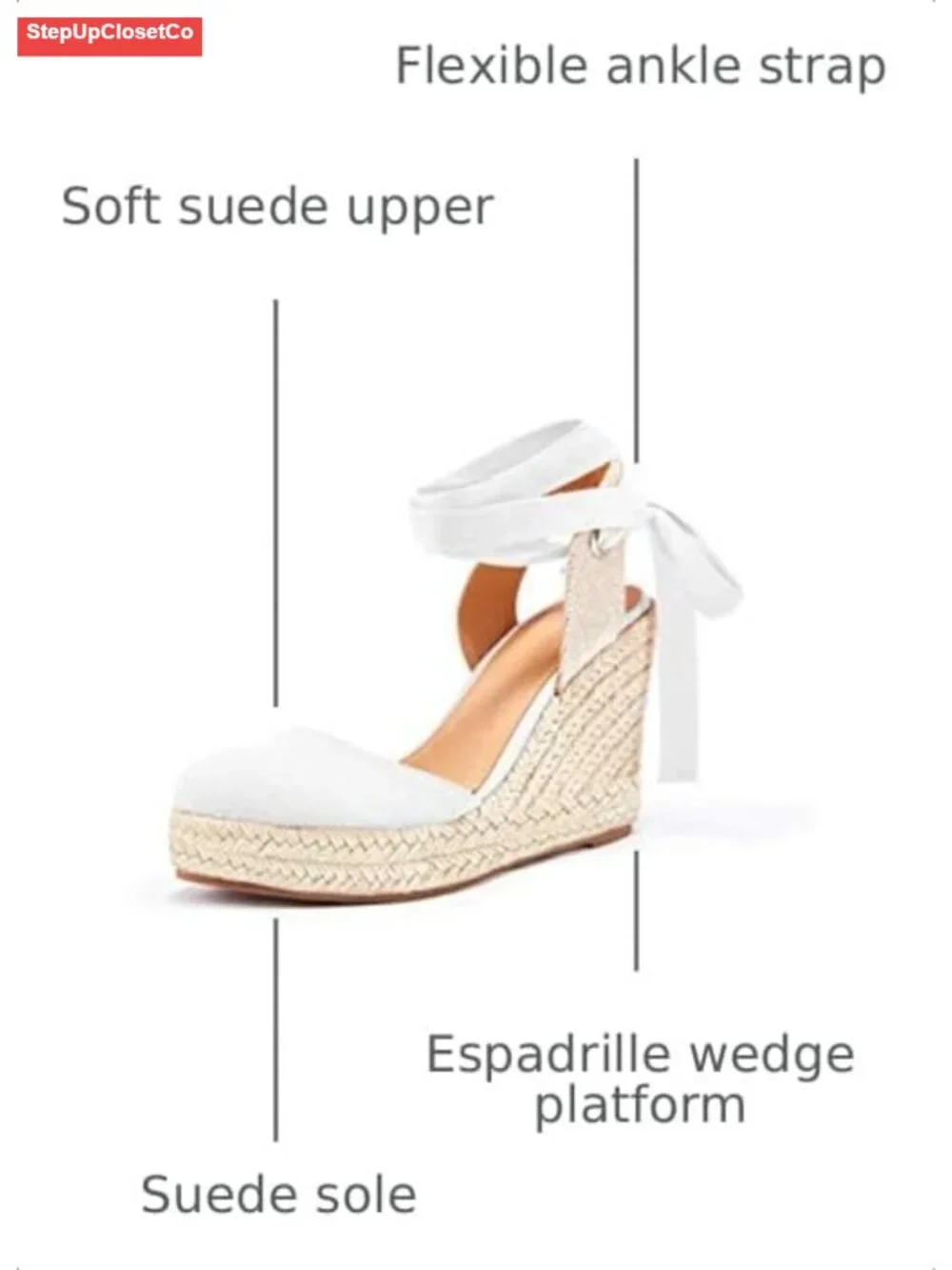 Women's Espadrille Wedge Sandals Closed Toe Lace Up Platform Ankle Wrap Summer